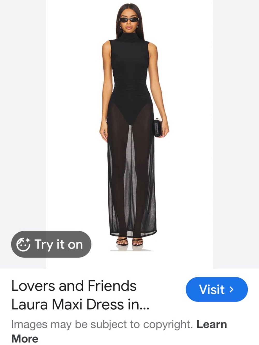 Lovers + Friends Black Sheer High-Neck Maxi Gown